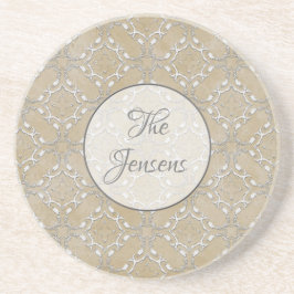 Silver Grey en Beige Metallic Filacceptatiepatroon Zandsteen Onderzetter