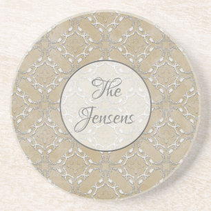 Silver Grey en Beige Metallic Filacceptatiepatroon Zandsteen Onderzetter