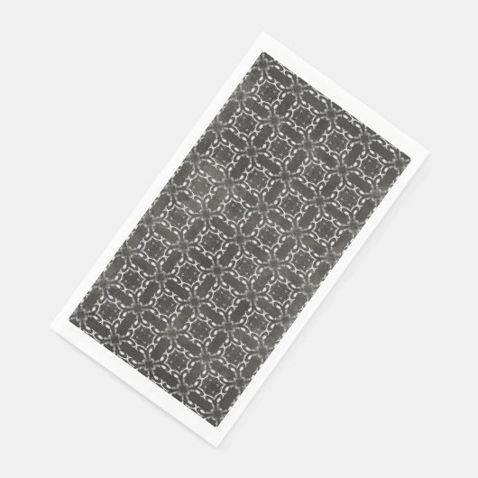 Silver Grey en Black Metallic Filigree Pattern Servet (Hoek)