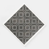 Silver Grey en Black Metallic Filigree Pattern Servet (Hoek)
