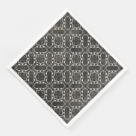 Silver Grey en Black Metallic Filigree Pattern Servet (Hoek)