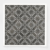 Silver Grey en Black Metallic Filigree Pattern Servet (Voorkant)