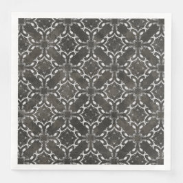 Silver Grey en Black Metallic Filigree Pattern Servet