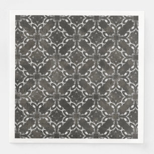 Silver Grey en Black Metallic Filigree Pattern Servet