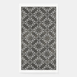 Silver Grey en Black Metallic Filigree Pattern Servet