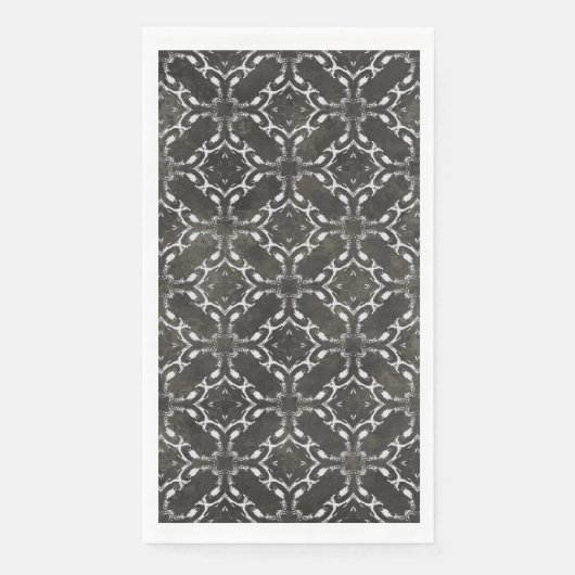 Silver Grey en Black Metallic Filigree Pattern Servet (Voorkant)