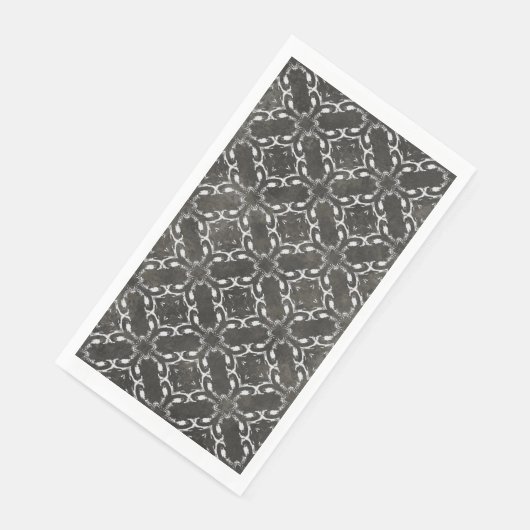 Silver Grey en Black Metallic Filigree Pattern Servet (Hoek)