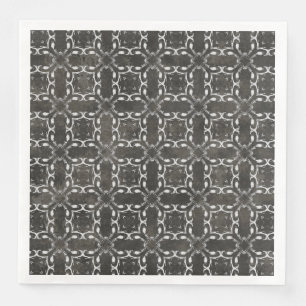 Silver Grey en Black Metallic Filigree Pattern Servet