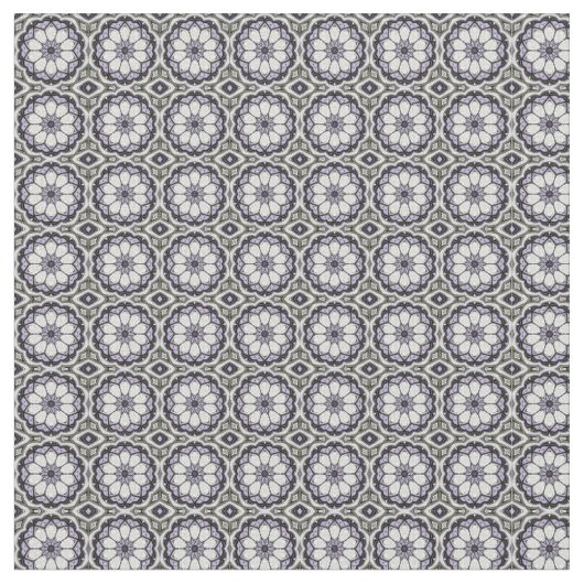 Silver Grey en Lila Floral Pattern Stof (Close Up)