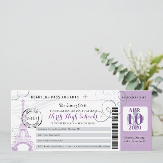 Silver Grey en Paarse nacht in het schoolprogramma Kaart (Staand voorkant)