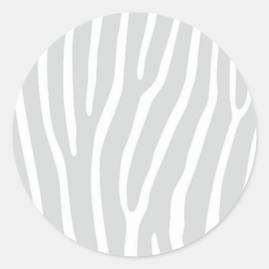 Silver Grey en White Animal Print Ronde Sticker (Voorkant)