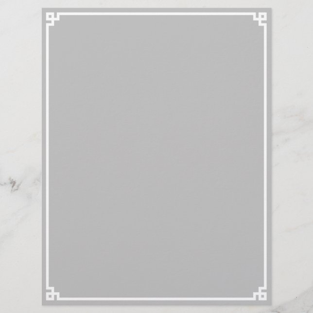 Silver Grey en White Greek Key Border Briefhoofd (Voorkant)