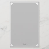 Silver Grey en White Greek Key Border Briefpapier (Achterkant)