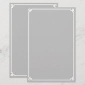 Silver Grey en White Greek Key Border Briefpapier (Voorkant / Achterkant)