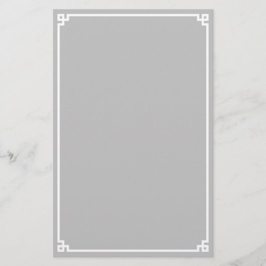 Silver Grey en White Greek Key Border Briefpapier (Voorkant)