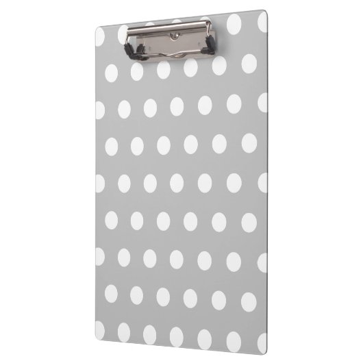 Silver Grey en White Polka Dots Pattern Klembord (Links)