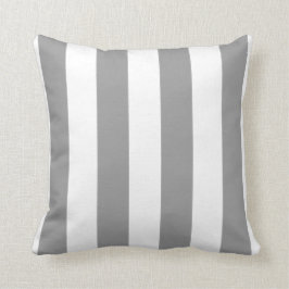 Silver Grey en White Striped Kussen
