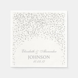 Silver Grey en White Wedding Confetti Pattern Servetten