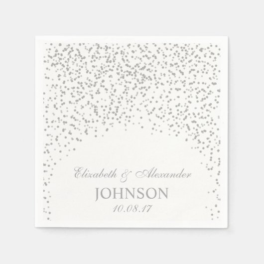 Silver Grey en White Wedding Confetti Pattern Servetten (Voorkant)