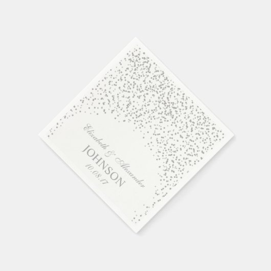 Silver Grey en White Wedding Confetti Pattern Servetten (Hoek)