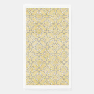 Silver Grey en Yellow Metallic Filigree Pattern Servet