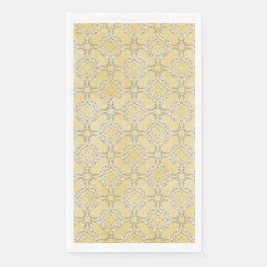 Silver Grey en Yellow Metallic Filigree Pattern Servet (Voorkant)