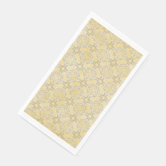 Silver Grey en Yellow Metallic Filigree Pattern Servet (Hoek)