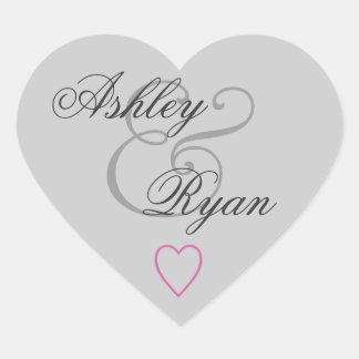 Silver Grey Envelope Seal Wedding Hart Sticker
