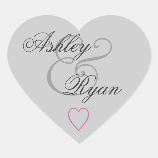 Silver Grey Envelope Seal Wedding Hart Sticker (Voorkant)