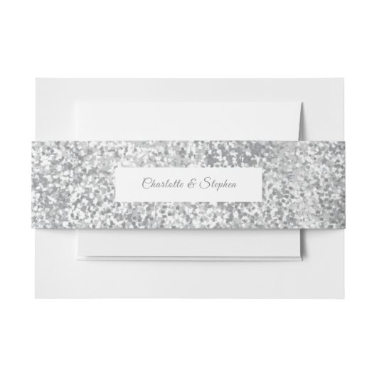 Silver Grey Faux Glitter Chic Uitnodigingen Wikkel (Voorkant Voorbeeld)