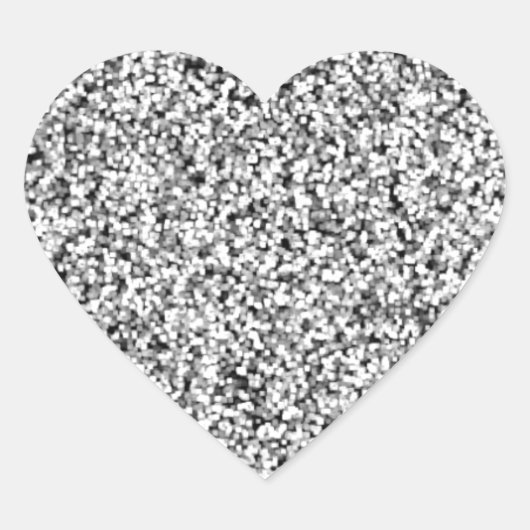 Silver Grey Faux Glitter Hart Sticker (Voorkant)