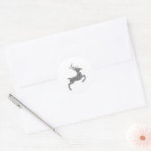 Silver Grey Faux Glitter look Jumping Deer Shape Ronde Sticker (Envelop)