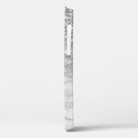 Silver-Grey Faux Glitter & Marble Ombre Case-Mate iPhone Case (Achterkant / Links)
