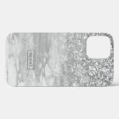 Silver-Grey Faux Glitter & Marble Ombre Case-Mate iPhone Case (Achterkant (horizontaal))
