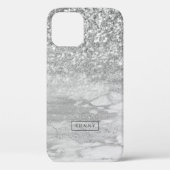 Silver-Grey Faux Glitter & Marble Ombre Case-Mate iPhone Case (Achterkant)