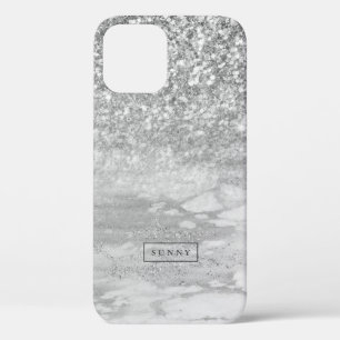 Silver-Grey Faux Glitter & Marble Ombre Case-Mate iPhone Case