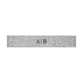 Silver Grey Faux Glitter Wedding Monogram Uitnodigingen Wikkel (Vlak)