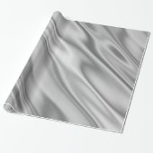 Silver Grey Faux Satin Fabric Kijk Cadeaupapier (Uitgerold)