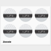 Silver Grey Fleur de lis Bruiloft Monogram Sticker (Vel)