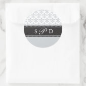 Silver Grey Fleur de lis Bruiloft Monogram Sticker (Tas)