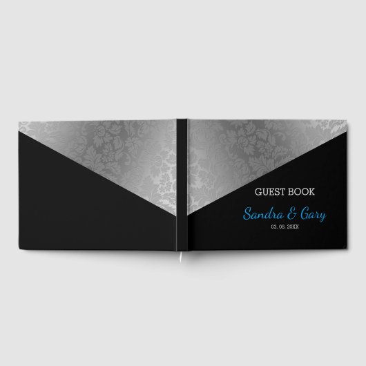 Silver Grey Floral Damask Gastenboek (Volledig)