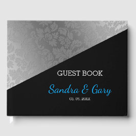 Silver Grey Floral Damask Gastenboek