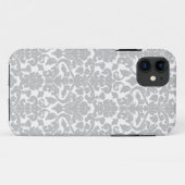 Silver Grey  Floral Damask Pattern Case-Mate iPhone Case (Achterkant (horizontaal))