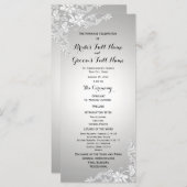 Silver Grey  Floral Lace Wedding Programme Programmakaart (Voorkant / Achterkant)