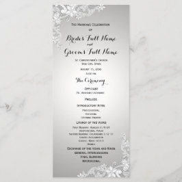 Silver Grey  Floral Lace Wedding Programme Programmakaart