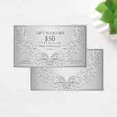 Silver Grey Floral Lijst cadeaubon Visitekaartje (Bureau)