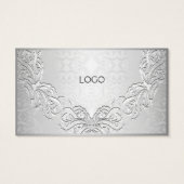 Silver Grey Floral Lijst cadeaubon Visitekaartje (Achterkant)