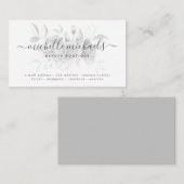 Silver Grey Floral Minimal Script Modern  Visitekaartje (Voorkant / Achterkant)