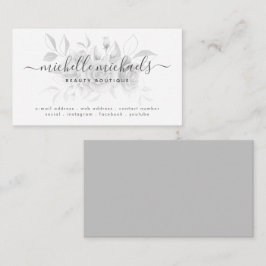 Silver Grey Floral Minimal Script Modern  Visitekaartje
