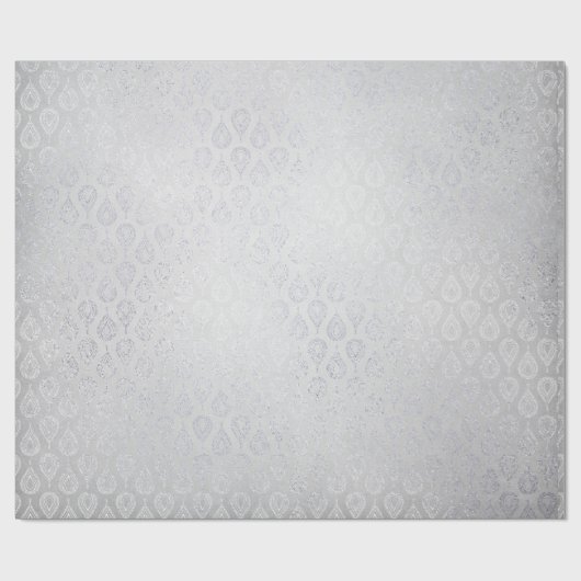 Silver Grey Floral Paisley Peacock Ornament Cadeaupapier (Vlak)